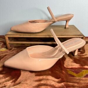 Anne Klein Iella Ballet Pink Patent Slingback Pump Kitten Heel Pointy Toe Sz 8.5